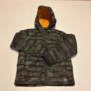GAP Kids Camo Lightweight Puffer Jacket Hooded | Size L | PrimaLoft